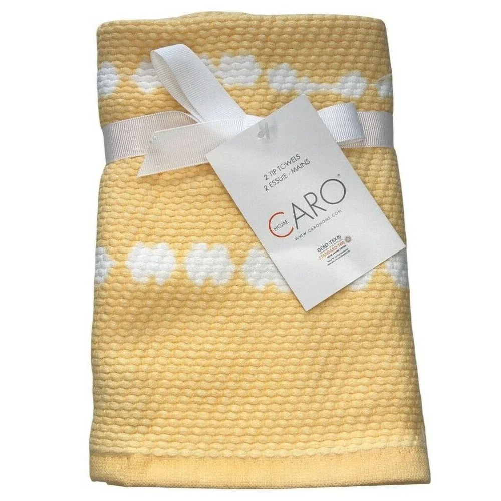 Caro Home Yellow Fingertip Towels Summer Bathroom Easter Spring Set of 2